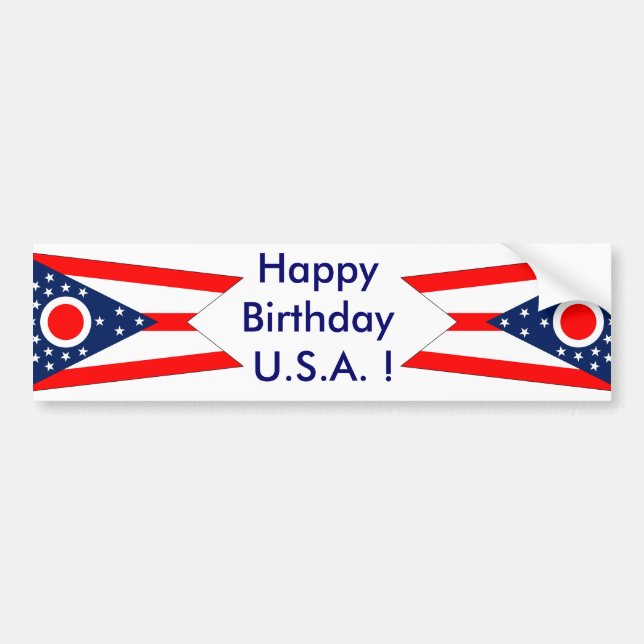 Autocollant De Voiture Sticker Drapeau de l'Ohio, Joyeux Anniversaire U.S (Devant)