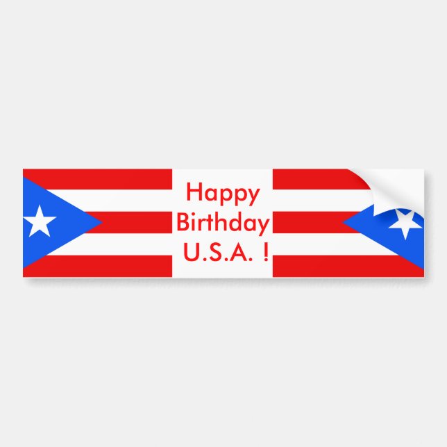 Autocollant De Voiture Sticker Drapeau de Porto Rico, Joyeux anniversaire (Devant)