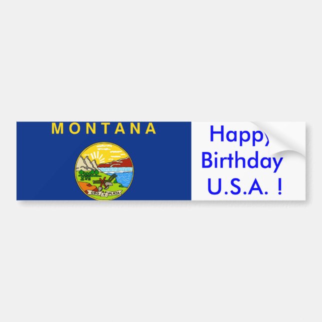 Autocollant De Voiture Sticker Drapeau du Montana, Joyeux anniversaire U. (Devant)