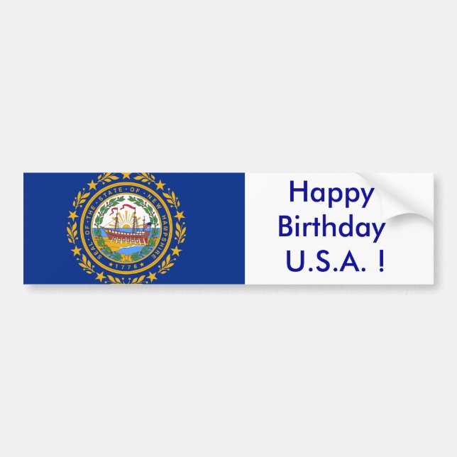 Autocollant De Voiture Sticker Drapeau du New Hampshire (Devant)