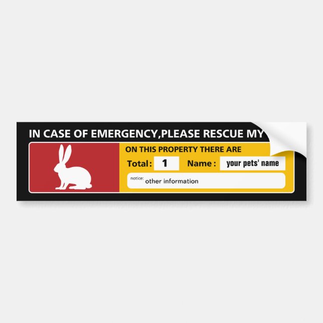 Autocollant De Voiture Sticker d'urgence (lapin) (Devant)