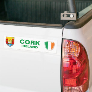 Autocollant De Voiture Sticker pare-chocs Cork Ireland Crest et Irish Fla