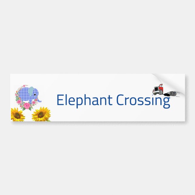 Autocollant De Voiture Sticker pare-chocs Floral Blue Elephant (Devant)