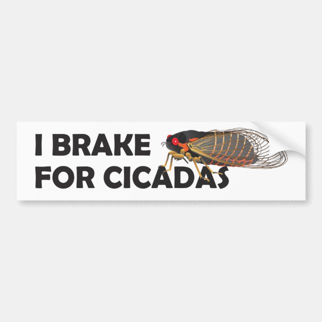 Autocollant De Voiture Sticker pare-chocs "I Brake for Cicadas" unique (Devant)