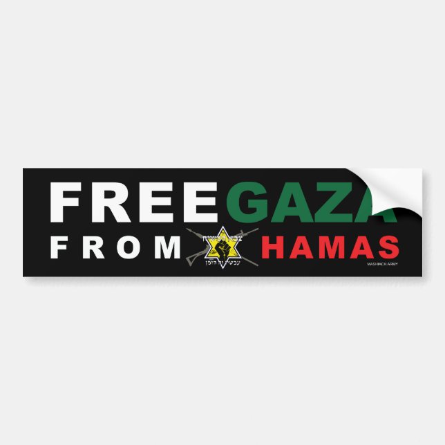 Autocollant De Voiture Sticker pare-chocs "Libérez Gaza du Hamas" (Noir) (Devant)
