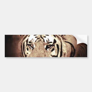 Autocollant De Voiture Sticker pare-chocs Sepia gros-up Tiger Eyes