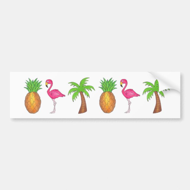 Autocollant De Voiture Sticker pour palmier à Flamant rose d'ananas tropi (Devant)