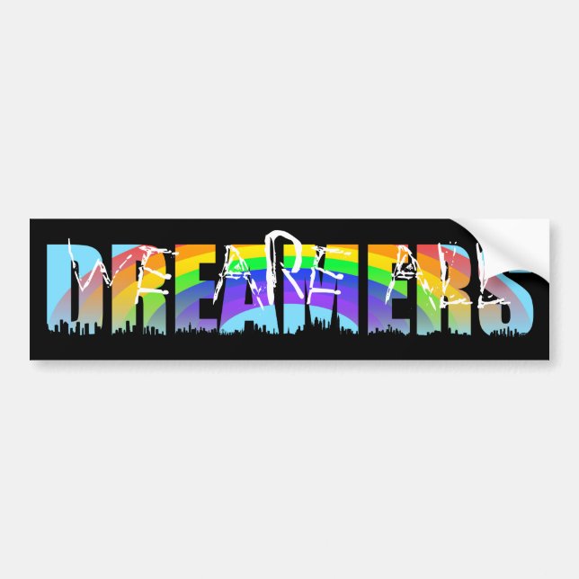 Autocollant De Voiture Sticker Rainbow Skyline Daca Dreamers 1 pare-chocs (Devant)