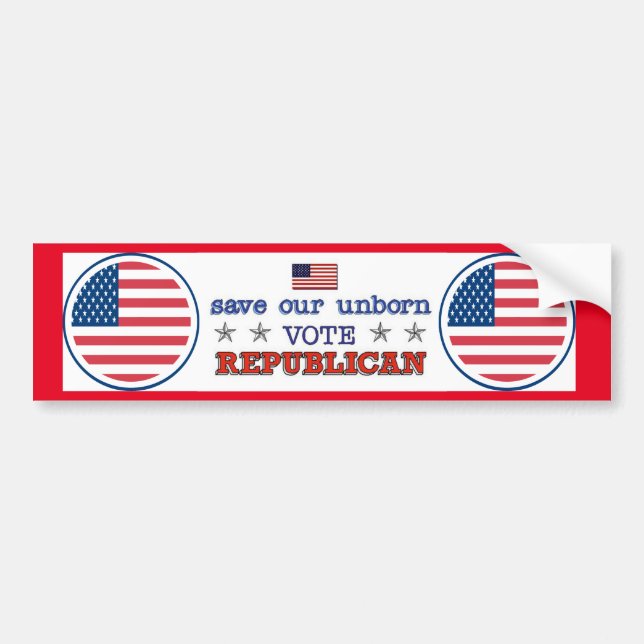 Autocollant De Voiture Sticker Républicain de pare-chocs Save Unborn Vote (Devant)