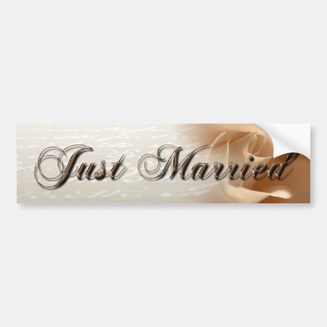 Autocollant De Voiture Sticker Rose de crème juste marié (Devant)