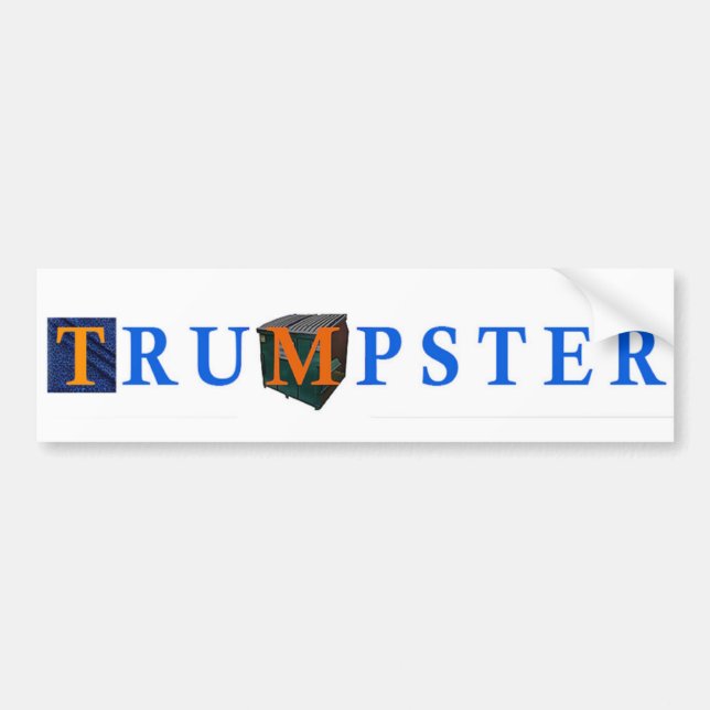 Autocollant De Voiture Sticker Trump Dumpster 2 — Bleu, Blanc (Devant)