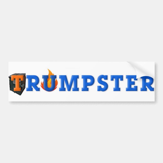 Autocollant De Voiture Sticker Trump Dumpster 3 — Bleu, Blanc (Devant)