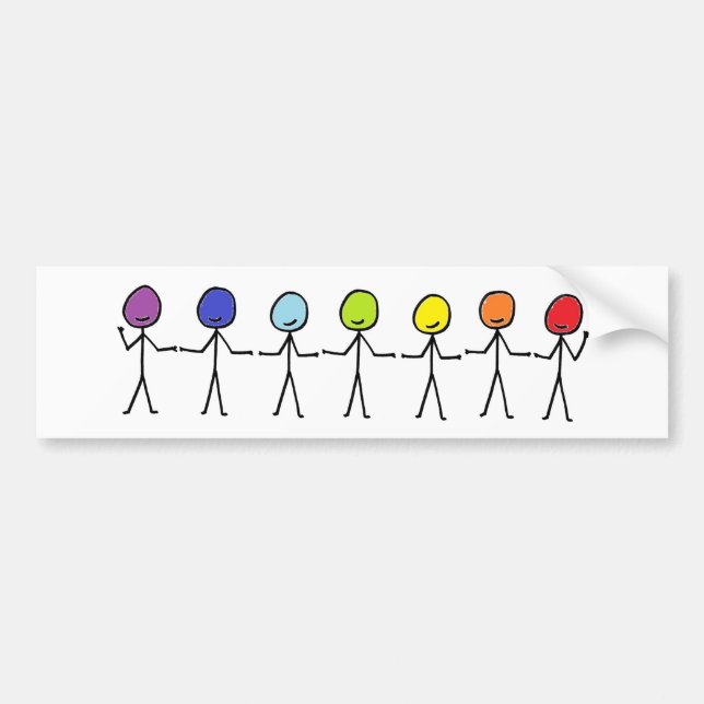 Autocollant De Voiture Stickmen arc-en-ciel (Devant)