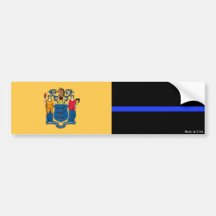 Autocollant De Voiture Sticleur pare-chocs NJ & Police Mince Ligne Bleue