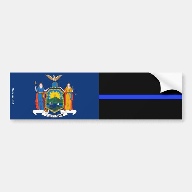 Autocollant De Voiture Sticleur pare-chocs NY & Police Mince Ligne Bleue (Devant)