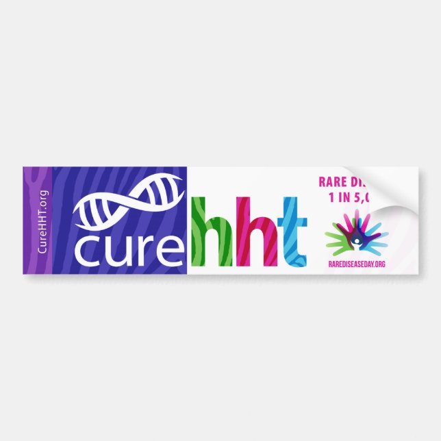 Autocollant De Voiture Sticule pare-chocs de la maladie rare Cure HHT (Devant)