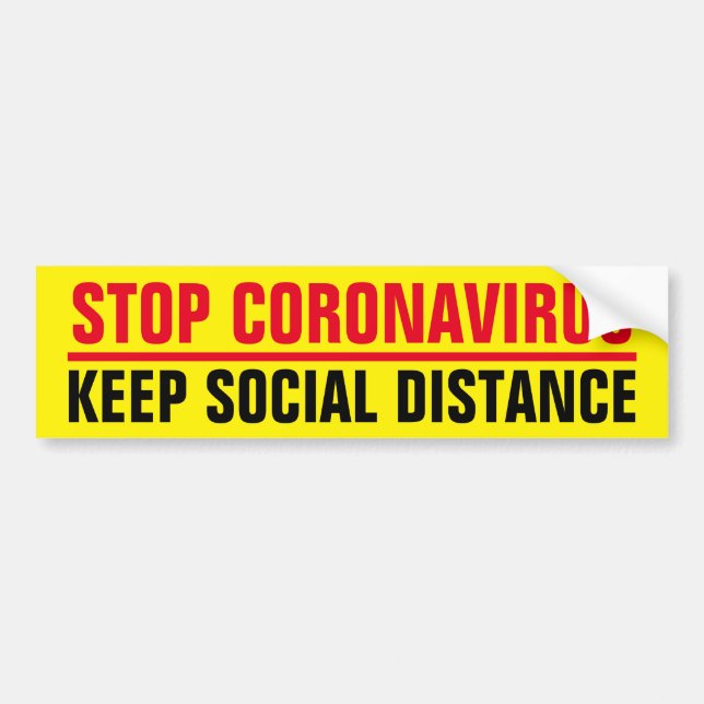 Autocollant De Voiture Stop CoronaVirus Covid19 slogan de distance social (Devant)