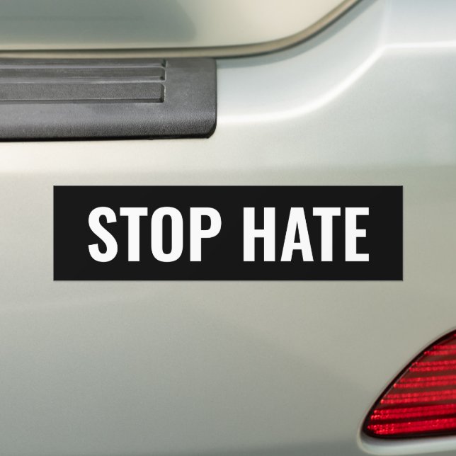 Autocollant De Voiture Stop Hate noir blanc moderne typographie minimalis (En voiture)