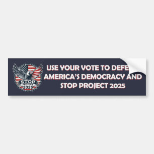 Autocollant De Voiture Stop Project 2025 Vote Blue Bumper Sticker