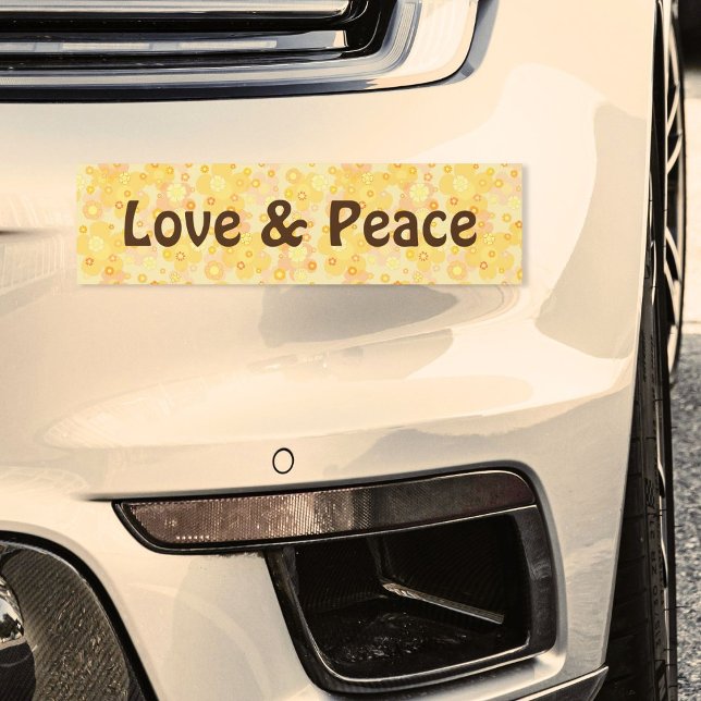 Autocollant De Voiture Style hippie jaune 70's fleurie puissance amour &  (Créateur téléchargé)