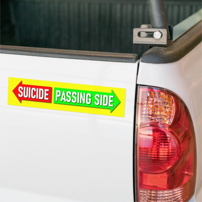 Autocollant De Voiture Suicide latéral dépassant la circulation à gauche (Sur camion)