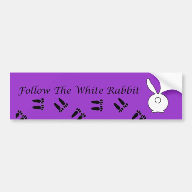 Autocollant De Voiture Suivez l'adhésif pour pare-chocs blanc de lapin (Devant)