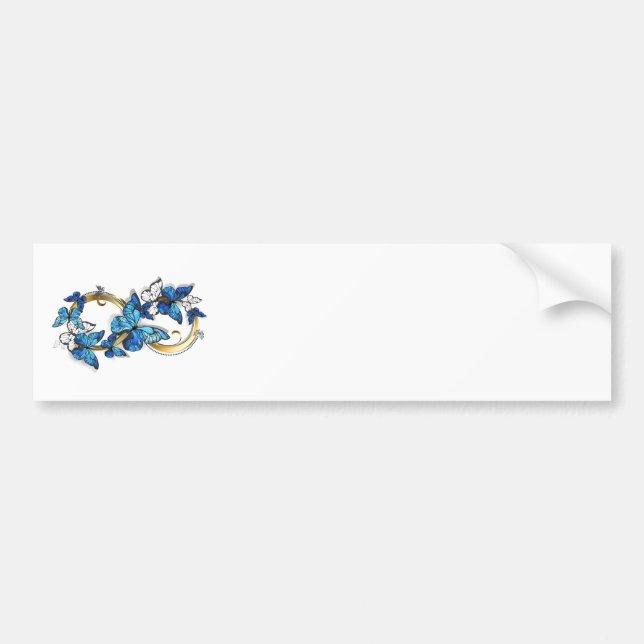 Autocollant De Voiture Symbol Infinity of Blue Morpho Butterflies (Devant)