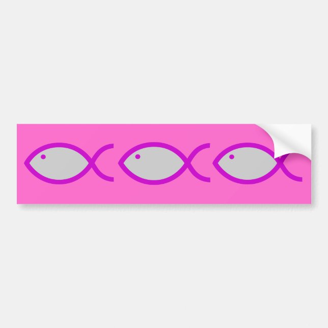Autocollant De Voiture Symbole chrétien de poissons - FORT ! Gris et rose (Devant)
