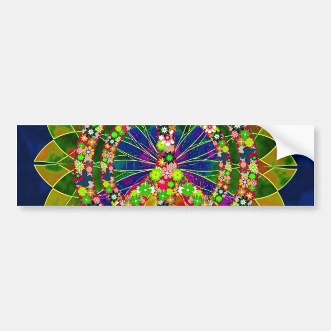 Autocollant De Voiture SYMBOLE DE PAIX DE Kaléidoscope Floral Psychédéliq (Devant)
