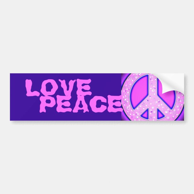 Autocollant De Voiture Symbole de paix rose avec Neon violet brillant (Devant)