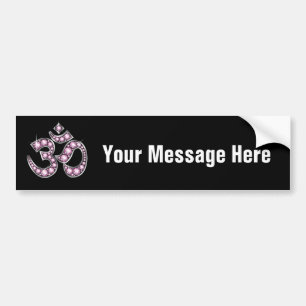 Autocollant De Voiture SYMBOLE OM AVEC PIERRES "Quartz Rose"