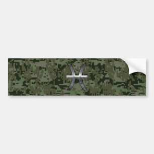 Autocollant De Voiture Symbole zodiaque Pisces Camo numérique vert Woodla