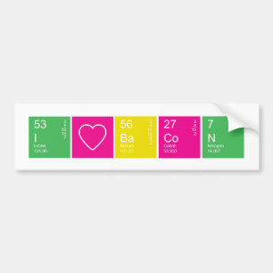 Autocollant De Voiture Tableau périodique coloré I Love Bacon
