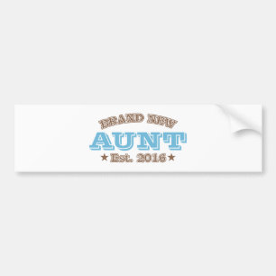 Autocollant De Voiture Tante toute neuve Est. 2016 (bleu)