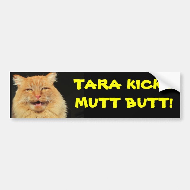 Autocollant De Voiture Tara Cat Kicks Mutt Butt (Devant)