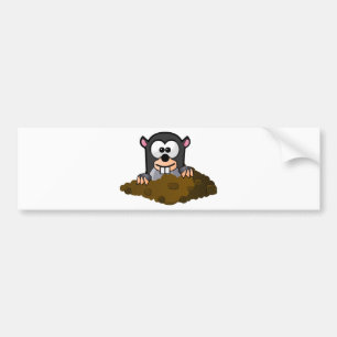 Autocollant De Voiture Taupe mignonne de bande dessinée sautant hors de