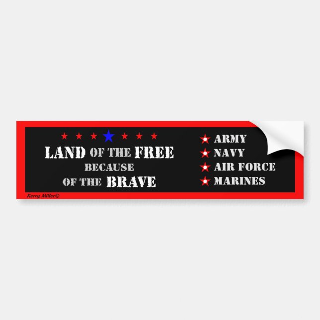 Autocollant De Voiture Terre De La Liberté À Cause Du Courageux (Devant)