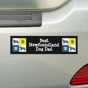 Autocollant De Voiture Terre-Neuve Chien Silhouette Jaune et Grille Bleue