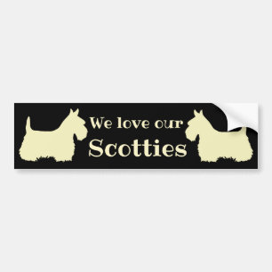 Autocollant De Voiture Terrier Écossais, j'adore mes Scotties, 2 blé