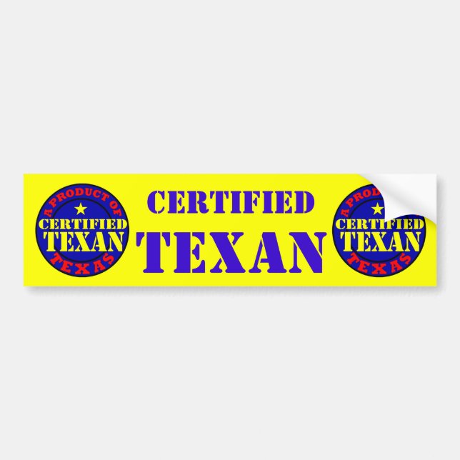 AUTOCOLLANT DE VOITURE TEXAN CERTIFIÉ (Devant)