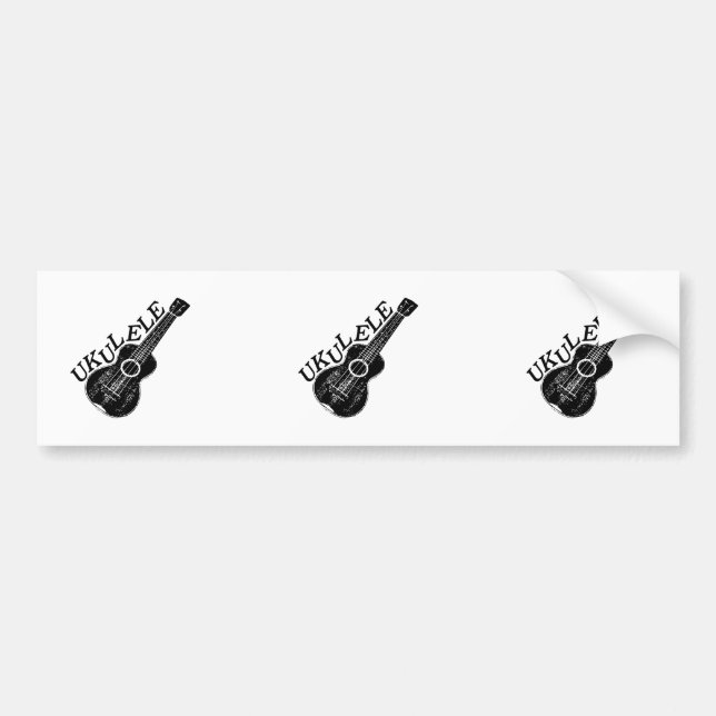 Autocollant De Voiture Texte Et Image Ukulele (Devant)