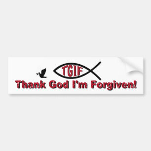 Autocollant De Voiture TGIF remercient Dieu que je suis pardonné inspiré