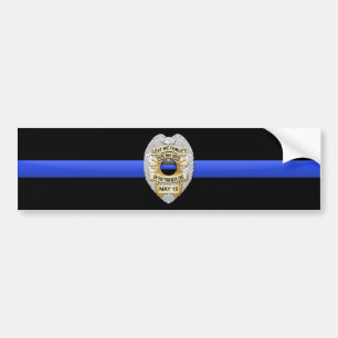Autocollant De Voiture Thin Blue Line Flag & Badge