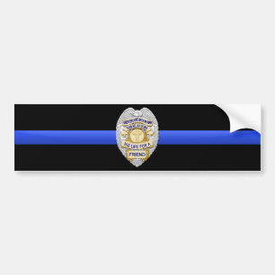 Autocollant De Voiture Thin Blue Line Flag & Badge