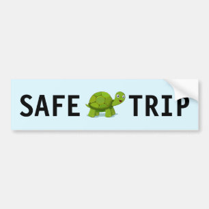 Autocollant De Voiture Tortue verte mignonne sur bleu clair