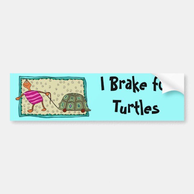Autocollant De Voiture Tortue voyageuse - Je freine pour tortues (Devant)