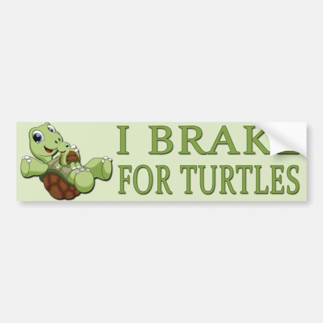 Autocollant De Voiture Tortues mignonnes - Je freine pour tortues (Devant)