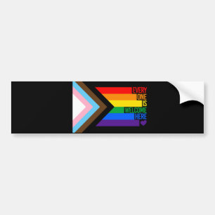 Autocollant De Voiture Tout le monde est bienvenu ici (Progress Pride)