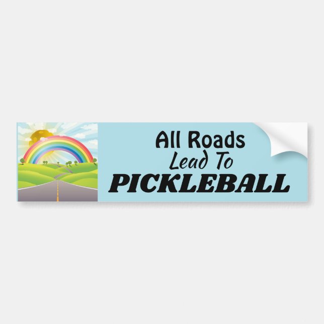 Autocollant De Voiture Toutes les routes mènent au Pickleball (Devant)