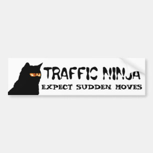 Autocollant De Voiture Trafic Ninja Chat s'attend à des mouvements soudai